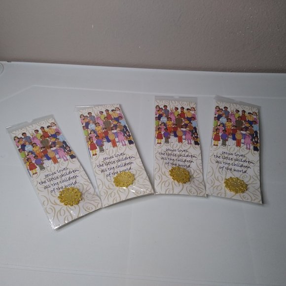 Set Of 4 Jesus Loves The Little Children, All The Children Of The World Pins - Picture 1 of 14